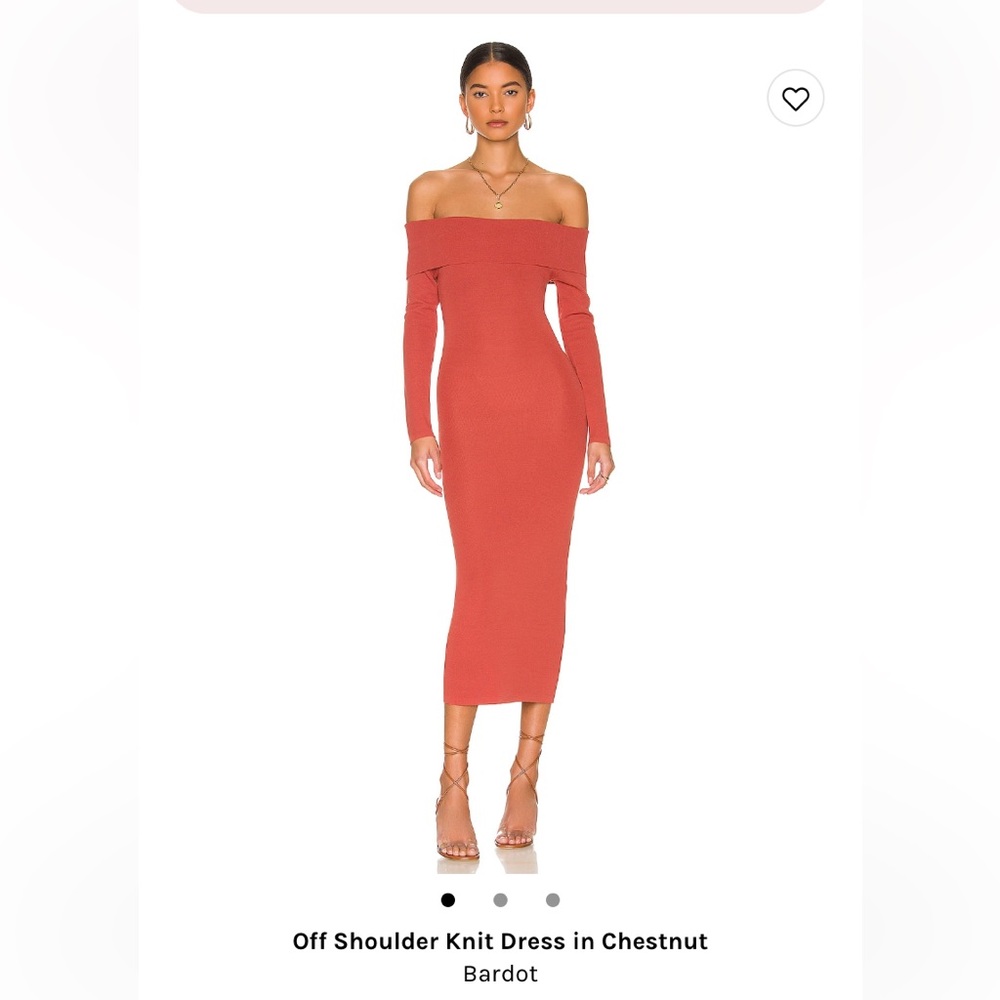 Offshoulder knit dress in chestnut